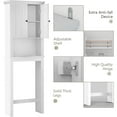 thumbnail image 3 of Legahome Bathroom Organizer Cabinet, Home Over-The-Toilet Storage with Adjustable Shelf and Open Shelf, Over Toilet Tall Bathroom Cabinet Heavy Duty Shutter Door Space Saver Storage Rack, White, 3 of 8