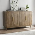 thumbnail image 2 of Semiocthome Sideboard with 4 Carved Door and Adjustable Shelf Coffee Bar Cabinet for Kitchen,Home,Walnut, 2 of 6