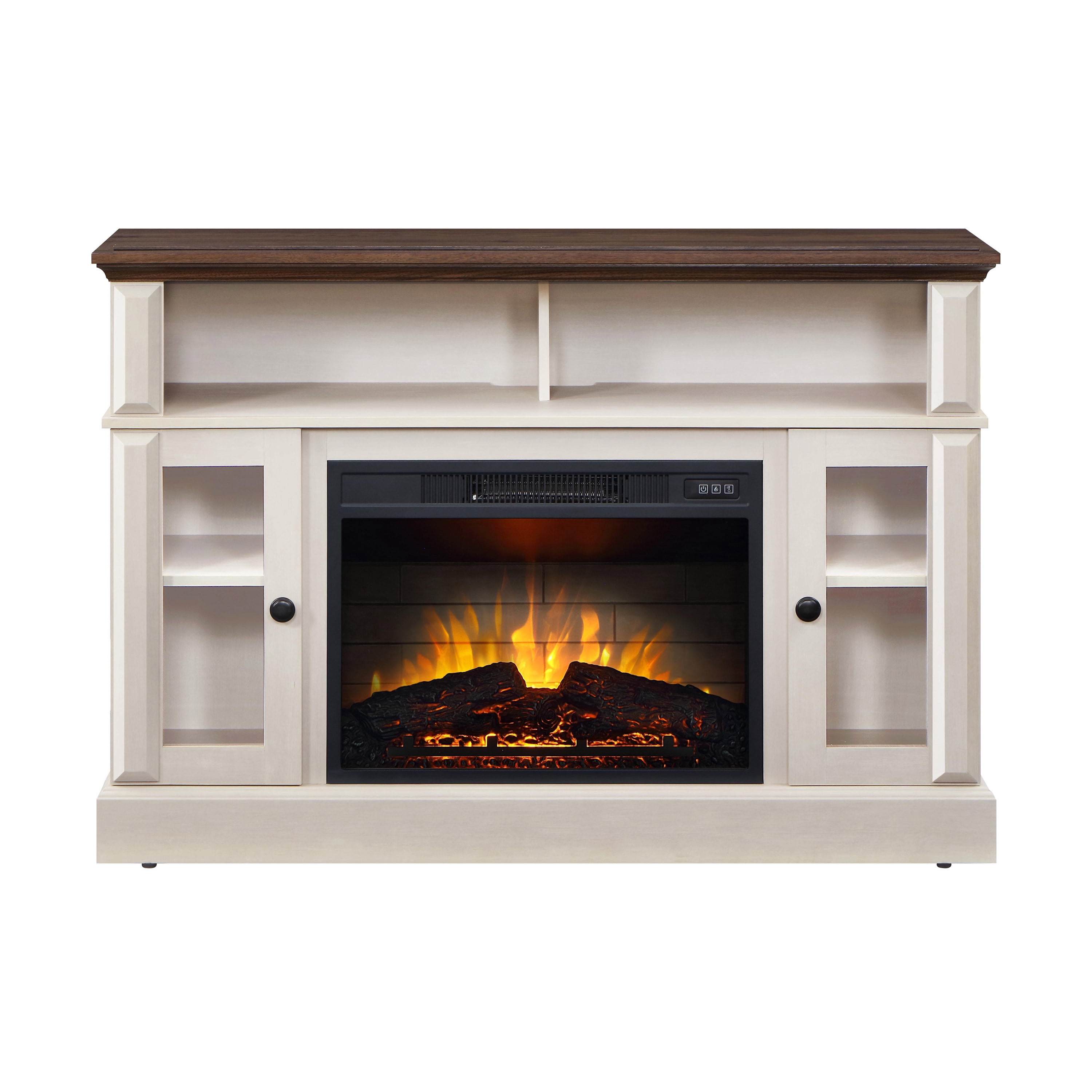 Whalen Barston Media Fireplace for TV's up to 55”, White Finish with Brown  Top - Walmart.com