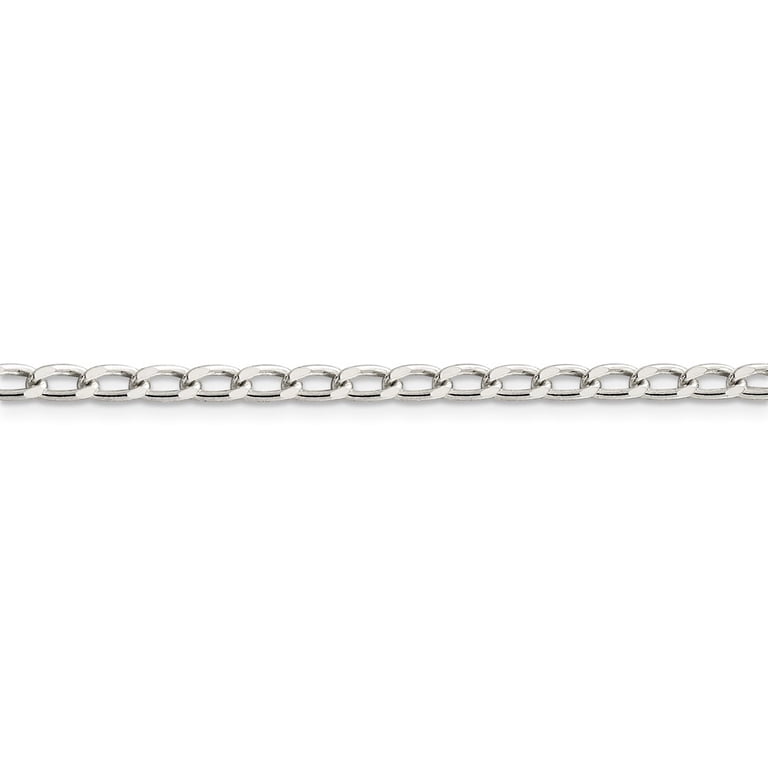 White Sterling Silver bracelet Open Link chain 20 in 3.2 mm