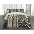 thumbnail image 3 of Ambesonne Wagon Wheel Quilted Bedspread Set 2 Pcs, Rusty Door, Twin Size, Black Pale Brown, 3 of 5