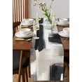 thumbnail image 2 of Black Grey Burlap Cotton Table Runner 13x90 Inches Long, Geometric Vintage Retro Oil Painting Farmhouse Table Runners, Outdoor Dining Tablecloths Decor for Baby Shower/Party/Wedding, 2 of 6