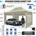 thumbnail image 3 of COBIZI 10x15 Pop up Canopy Tent Heavy Duty with 4 Sidewalls Tents for Parties Outdoor Canopy Event Tent Wedding with Roller Bag,Upgraded UV 50+ , Thick Hexagonal Legs, khaki, 3 of 8
