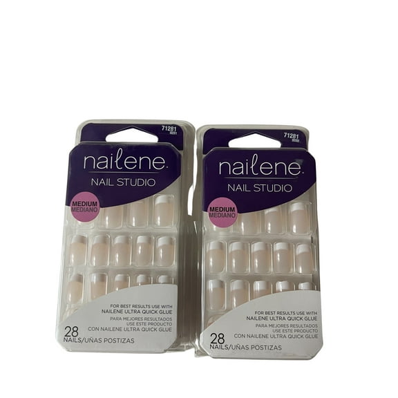 Nailene Nail Studio French Nails Medium Length 71281 - 2 Pack