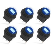 AutoEC 6Pcs Waterproof Switch, Round Rocker Switch 20A 12V DC Waterproof Rocker Switch On/Off SPST 3 Pins for Car Truck Boat Marine UTV ATV Electronic