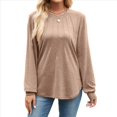 thumbnail image 1 of Camisas de Larga para Mujer, Moda Otoño 2025, Camisas Formales Informales, Blusas Tipo Túnica Plisadas con Cuello Redondo. Caqui XXL, 1 of 10