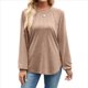 thumbnail image 1 of Camisas de Larga para Mujer, Moda Otoño 2025, Camisas Formales Informales, Blusas Tipo Túnica Plisadas con Cuello Redondo. Caqui XL, 1 of 10