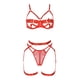 thumbnail image 4 of Gibobby Conjunto de lencería Sexy Lencería de dos piezas para mujer, sexy con encaje floral, escote en V profundo, brasier inalámbrico y tanga exótico(Rojo, G), 4 of 5
