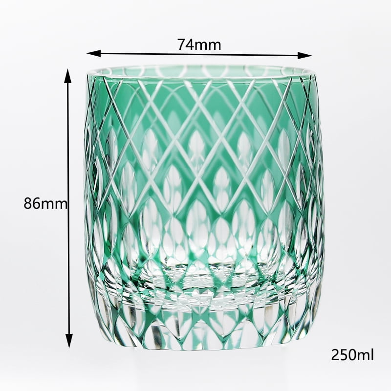 250ml Luxury Bohemian Hand Blown with Unique Pattern  Engraved Old Fashioned Rock Glass for Whiskey Wine