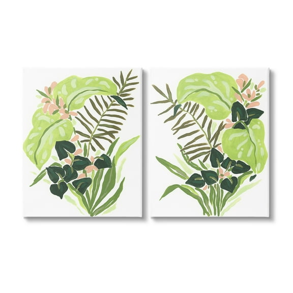 Stupell Industries Abstract Tropical Blooms Botanical & Floral Painting Gallery Wrapped Canvas Art Print Wall Art, 16 x 20, Set of 2