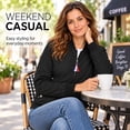 thumbnail image 6 of Smawell Women's Bomber Jacket, Lightweight Zip Up Casual Jacket with Ribbed Cuffs and Side Pockets for Everyday Streetwear, 6 of 7