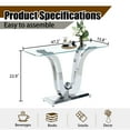thumbnail image 5 of Modern 47" Rectangular Glass Console Table with Tempered Glass Top and U-Shaped Mirrored Stainless Steel Base, Ideal for Living Room and Hallway, 5 of 7