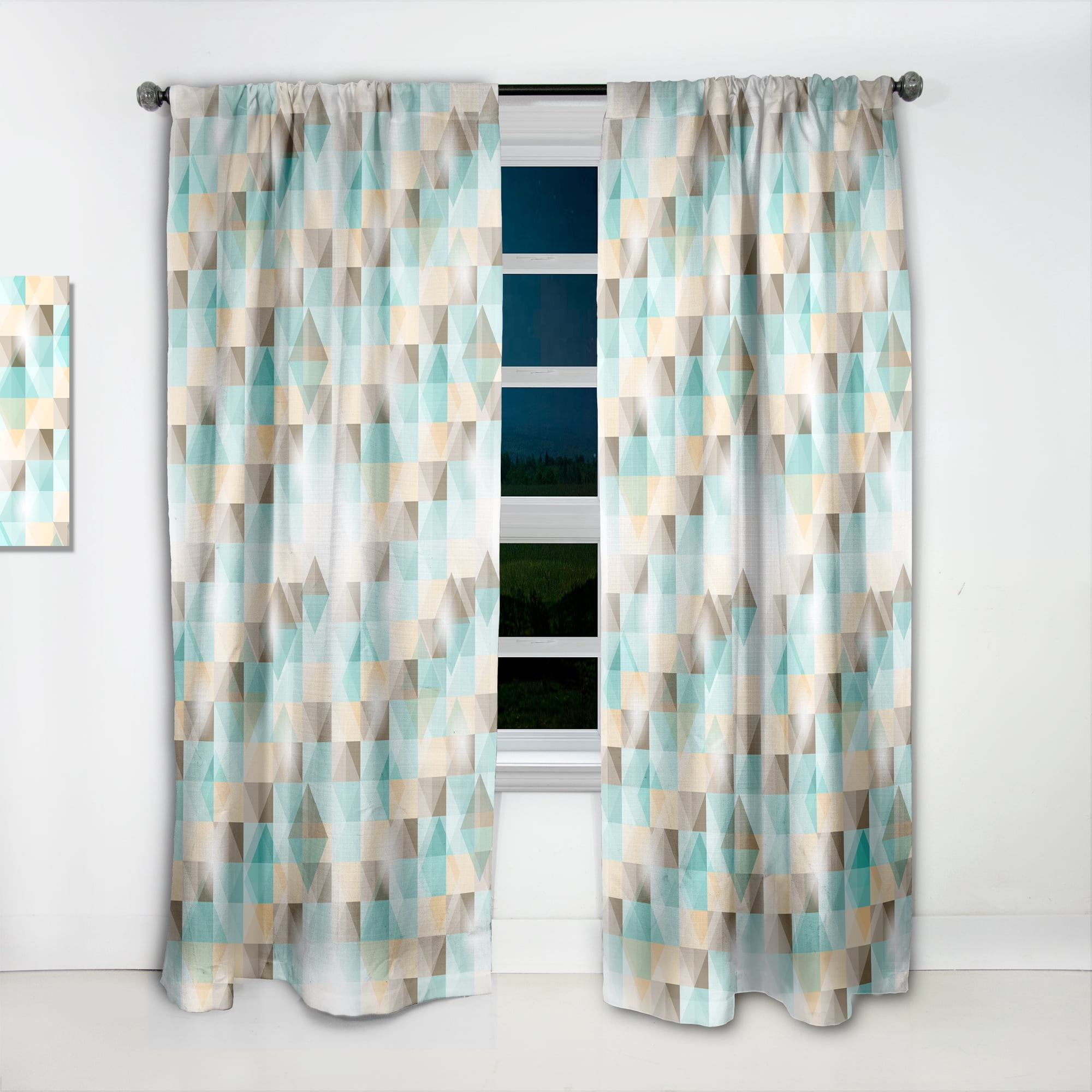 Designart 'Triangular Shapes Colourfields XXVI' Traditional Curtain Panel