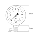 thumbnail image 4 of Manómetro ZHAOCHENG 0-10 bar acero inoxidable NPT 1/4 radial, 4 of 5