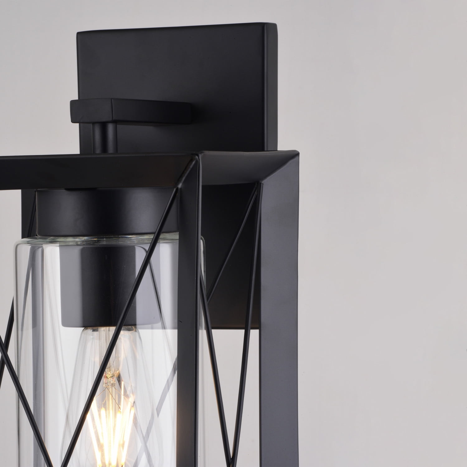 Milton 1 Light Matte Black Transitional Outdoor Wall Lantern Clear Glass