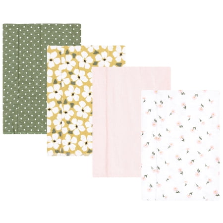 Hudson Baby Infant Girl Cotton Flannel Burp Cloths Sage Floral One Size