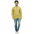 thumbnail image 4 of Atasi Men's Band Collar Short Kurta Beige Cotton Casual Tunic Shirt-Medium, 4 of 7
