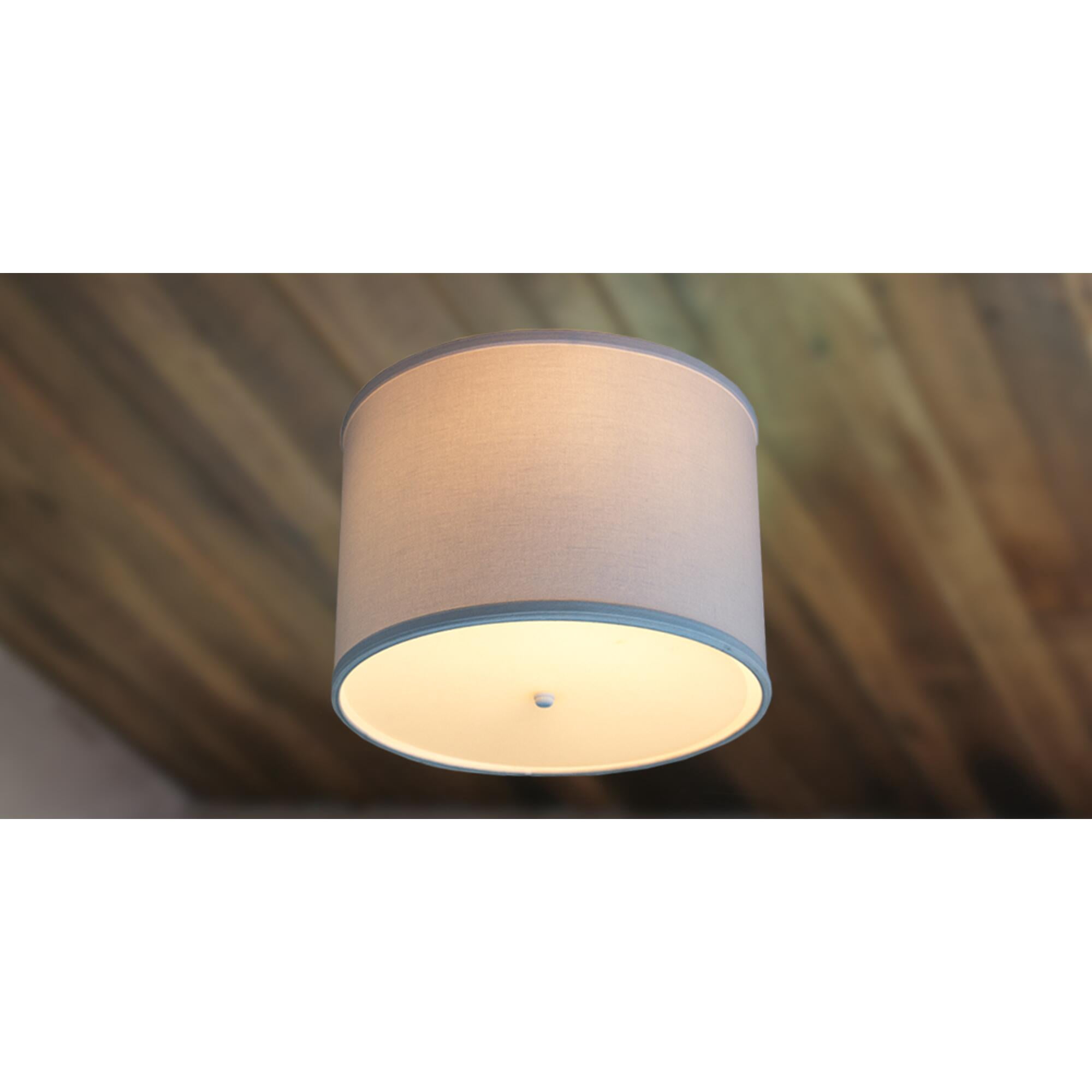 Moderne Flush Mount Conversion Kit 14"w White Fabric Drum Lampshade