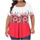 thumbnail image 1 of Tops Cortos para las Mujeres Impreso Cuello de Gran Tamaño Plisado Manga Corta Suelta Superior en Tamaños Más L-5xl, 1 of 4