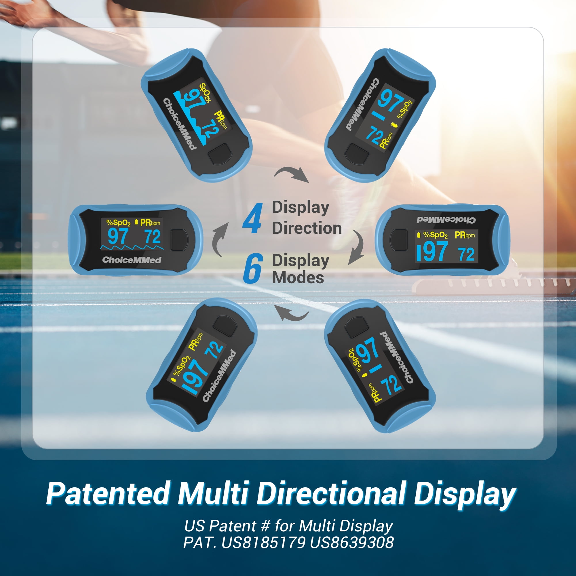 ChoiceMMed C29 Pulse Oximeter - Fingertip Pulse Oximeter Blood Oxygen Saturation Monitor - Large OLED Screen SPO2 Monitor with Lanyard and Carrying Case