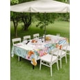 thumbnail image 3 of Easter Outdoor Tablecloth - 60x84 Inch Rectangle Dining Table Cover, Spring Watercolor Bunny Eggs Wood Grain Teal Blue Waterproof Outdoor Table Cloth with Umbrella Hole & Zipper for Picnic/Patio, 3 of 7