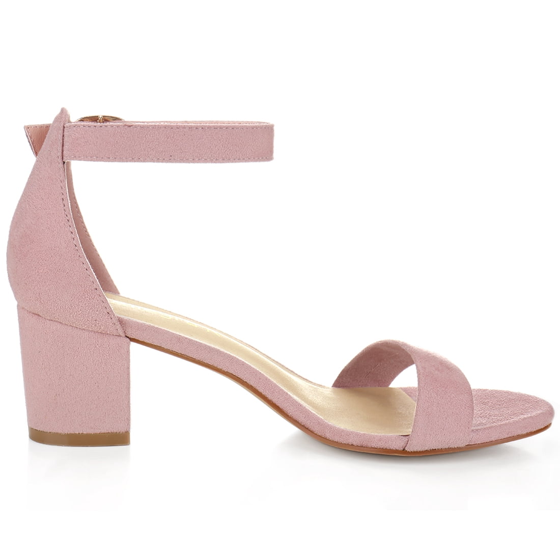 DARING DIVA Women's Open Toe Block Heel Ankle Strap Sandals Light Pink 7