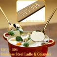 thumbnail image 3 of Soup Ladle Slotted Spoon Set, 304 Stainless Steel 12.2Inch Metal Ladle, Extra Large Soup Spoon with Long Handle for Serving, Cooking, Stirring, Serving Soups, Gold, 3 of 7