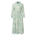 thumbnail image 3 of Kcodviy Robes pour Femmes Style Coréen Robes d'Été Lacées Taille Définie Robe Formelle d'Automne pour Femmes Chemise Robe Midi Été Robes Maxi pour Femmes Été Manches Mi-Longues Tendance une Robe d'Été pour Femmes Robe Ligne, 3 of 8