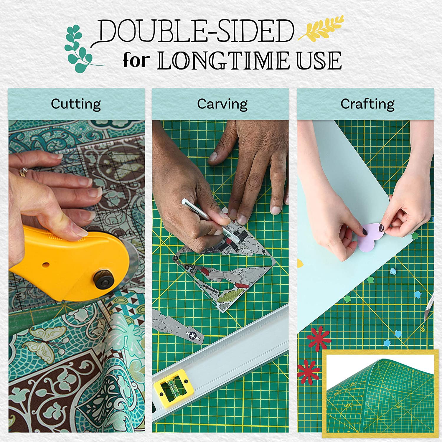 Perfect Craft Large Double Sided Mats Non Slip Surface Fabric Cutting Board for Quilting & Sewing Cutting Mat for Sewing & Crafts Sturdy Rotary Cutting Mat w/Self Healing 