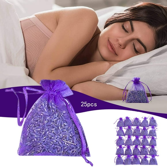 Riforla Bag of 25 Sachets Dried Lavender Flower Lavender Sachets for Drawers and Closets Bathroom Products Purple