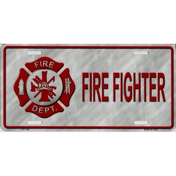 212 Main LP-334 6 x 12 in. Fire Fighter with Logo Metal License Plate