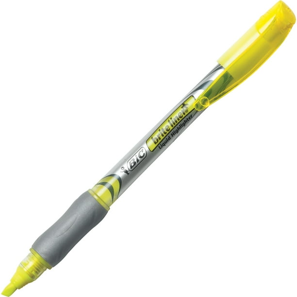 BIC Brite Liner + Highlighter, Chisel Tip, Fluorescent Yellow, Dozen