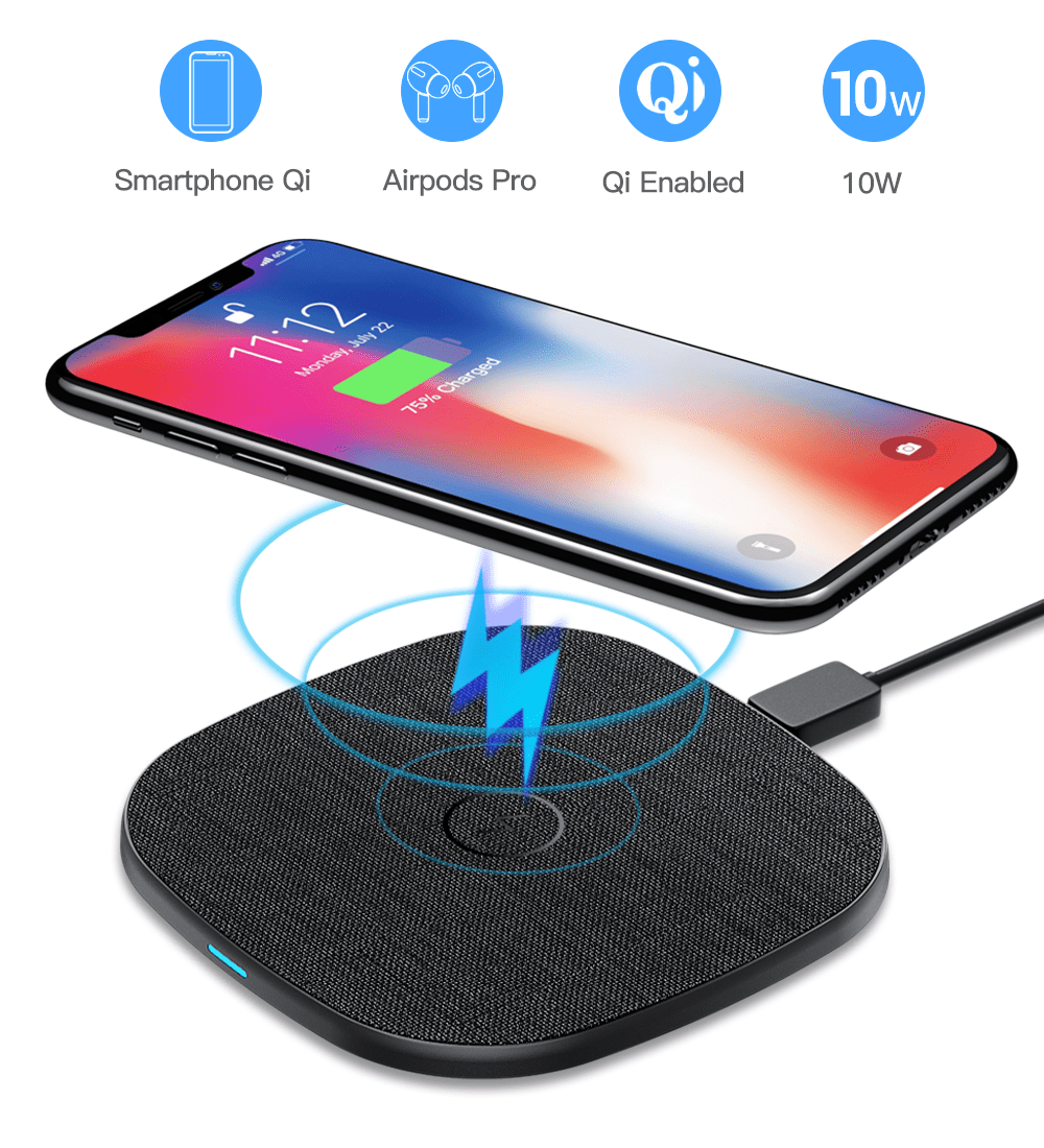 Wireless Charger, AGPTEK 10W/7.5W QiCertified Fast Charge Wireless