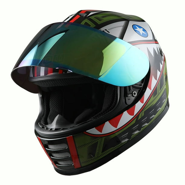 WOW Motorcycle Full Face Helmet Street Bike BMX MX Youth Kids HKYB15 Shark Army Green Walmart