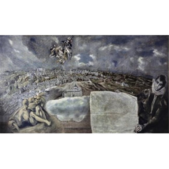 Posterazzi SAL2622144 View & Plan of Toledo 1608 El Greco 1541-1641 Greek Oil on Canvas Museo Del Greco Toledo Spain Print - 18 x 24 in.