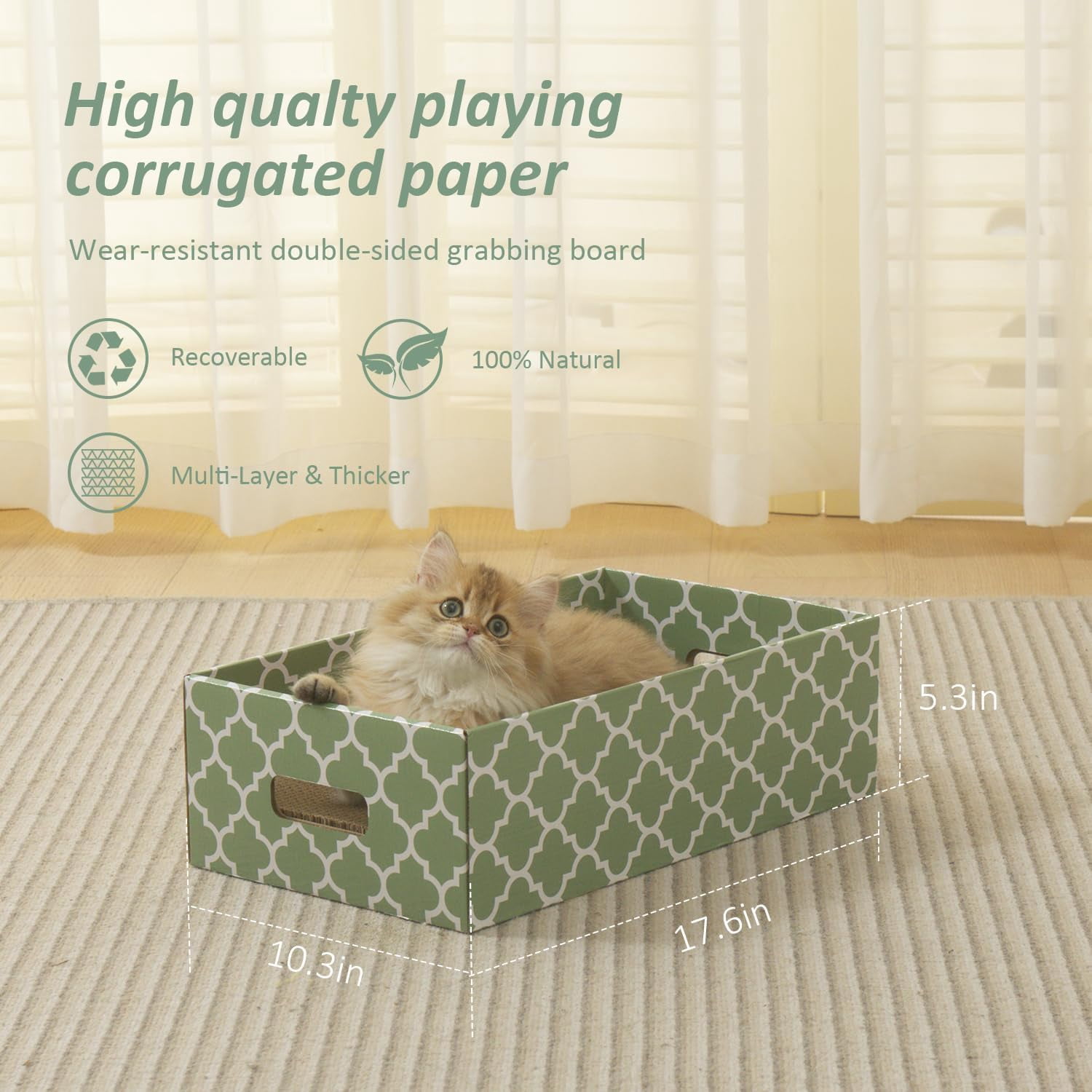 THBN Cat Scratcher Cardboard Scratching Pads Scratch with Catnip 2PCS Reversible Corrugated Cardboard