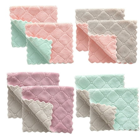 

mnjin oil kitchen nonstick hanging coral 8pcs dishclout hand towels home textiles multicolor