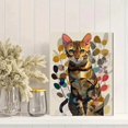 thumbnail image 2 of Bengal Cat Floral Canvas Print Den Kitchen Home Wall Art Decor, 2 of 8
