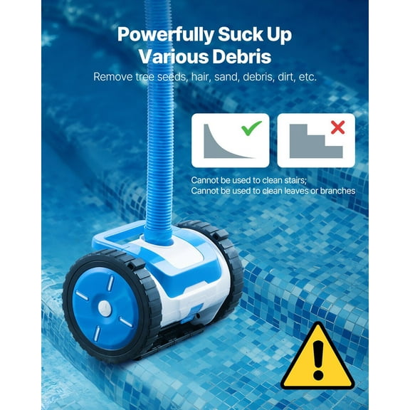 Set-and-Forget Suction Side Automatic Pool Vacuum | Cleans Debris in Pools Up to 20 Feet by 40 Feet, Low Maintenance