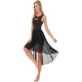 thumbnail image 5 of YiZYiF Womens Lyrical Dance Dress Sequins Sheer Mesh Latin Dance Leotard Dresses, 5 of 7