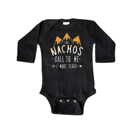 

Inktastic The Nachos Call to Me I Must Feast with Mountain of Nachos Gift Baby Boy or Baby Girl Long Sleeve Bodysuit