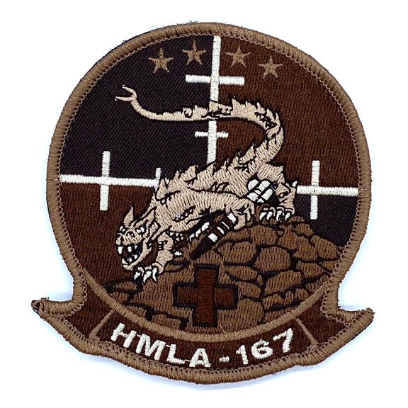 HMLA-167 Warriors Squadron Patch (Tan) With Hook and Loop