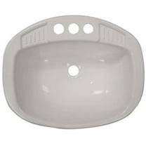 16270PWA 17 x 20 in. Poly Oval Lavatory Single RV Bathroom Sink, White