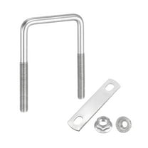 Uxcell M8 2 Inch Inner Wide Square U Bolts, 4 Inch Length 304 Stainless Steel U-Bolts with Flange Hexagon Nuts, Frame Plates for Trailer, Automotive, (50mm W x 100mm L)