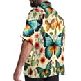 thumbnail image 3 of Flower Butterfly Men's Casual Poplin Button Down Short Sleeve Shirts for Summer Beach - Unisex, 3 of 6