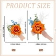 thumbnail image 2 of Cloth 2pcs 2 style Silk Cloth & Plastic Imitation Flower Corsage Boutonniere & Wrist Corsage for Wedding Party Decorations Dark Orange 47x123x145mm 1pc/style, 2 of 6