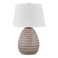thumbnail image 2 of Gyen 29 Inch Table Lamp, Antique White Pattern Pot Base, Gray Empire Shade, 2 of 8