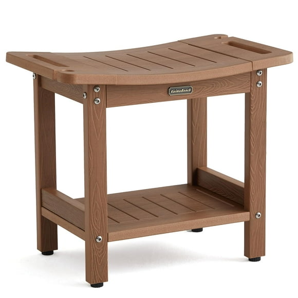 Taburete de ducha KaimuBench impermeable para interiores, color marrón