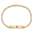 thumbnail image 2 of Auriga 14K Yellow Gold Red Enamel Figaro Id Bracelet 7 inch for Women(L- 7inch, W- 5.5mm), 2 of 6