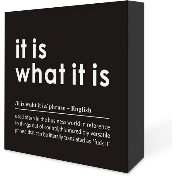 5x5 IN Funny Office Decor, It Is What It Is Definition Sign, Office Wooden Box Signs with Sayings Desk Decoration Office Desk Shelf Decor Sign